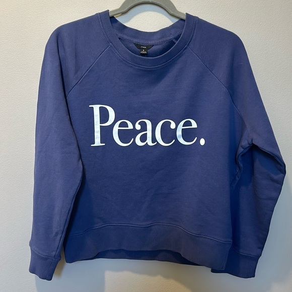 J Crew Peace Navy Blue Sweatshirt NWT Size Small - Picture 1 of 8